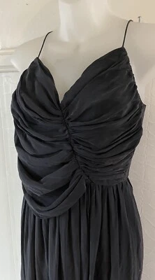 Zimmermann Spaghetti Strap V Plunge Ruched Draped Bust Dress Black Silk Size 0 - Image 1 of 4