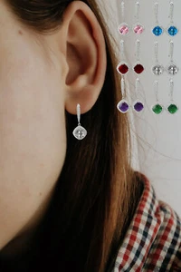 925 Sterling Silver UK Lovely CZ Hanging Drop Dangle Hook Earring Jewelry Stone - Picture 1 of 84