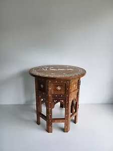 Small Wooden Antique Indian Side Decorative Table - Picture 1 of 11