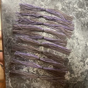 Bass Jig Skirts Flat Living Rubber  Lot Of 10 Color Brown / Purple Old School - Picture 1 of 3
