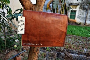 Leather Genuine Bag Shoulder Messenger Crossbody Handbag 15'' Women's Brown - Picture 1 of 5