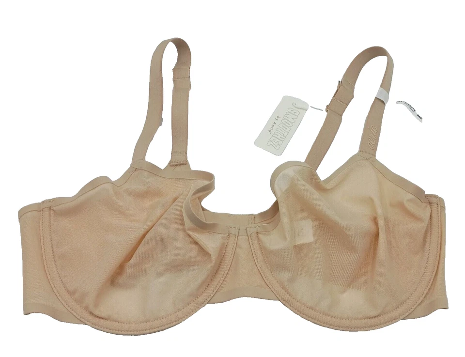Smoothez By Aerie Bra Balconette 36D Sheer Mesh Unlined Underwire Beige