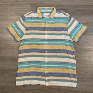 Onia Shirt Mens Large Linen Multicolor Striped Button Up Lightweight Casual - Picture 1 of 9