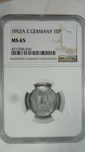 Germany DDR 10 Pfennig, 1952 A, NGC MS 65 Key Date - Picture 1 of 3