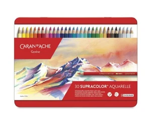 NEW! Caran d'Ache SUPRACOLOR SOFT Aquarelle Water Soluble Colour Pencil 30 Set - Picture 1 of 5