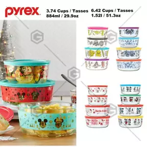 Pyrex Mickey Hello Kitty Star Wars 8pcs Glass Lock Containers Food Storage Lid - Picture 1 of 30