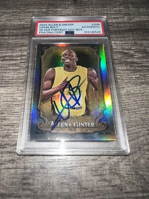 Коллекционная карточка с автографом Усэйна Болта 2024 Allen & Ginter серебряный портрет популярная коробка PSA - Изображение 1 из 2