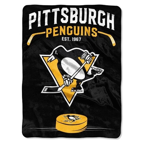 Pittsburgh Penguins Plush 60" by 80" Twin Size Raschel Blanket - NHL Cover