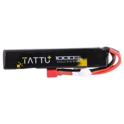 TATTU 7.4V Airsoft 2S LiPO Battery T Plug 1000mAh 25C Battery For Airsoft Guns
