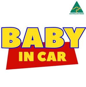 BABY IN CAR Warning Vinyl Decal Sticker  16 cm x 8 cm - Picture 1 of 2