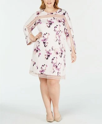 /LX032/ Alfani Plus Illusion-Trim Shift Dress Light Pink Sz 24W $109.50 - Image 1 of 4