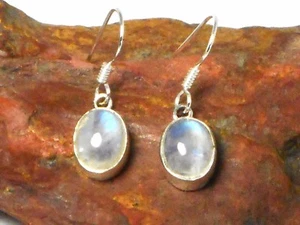 Pendientes colgantes de gota de piedras preciosas 925 ovalados de piedra lunar ardiente - Imagen 1 de 4