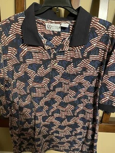 Michael Austin American Flag Xl Collard Short Sleeve Shirt - Picture 1 of 4