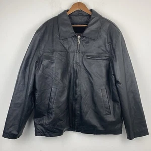 Hind Leather size XL Men’s Black Leather Full Zip Motorcycle Jacket - Picture 1 of 9