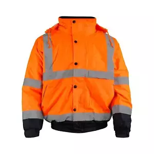 Warrior unisex high visibility orange waterproof bomber jacket - Picture 1 of 3