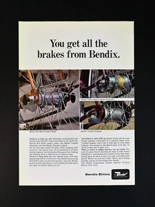 Frenos de bicicleta Bendrix-Elmira 1966 de colección dos páginas anuncio a color original - Imagen 1 de 2