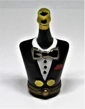 LIMOGES FRANCE BOX - CHAMPAGNE BOTTLE DRESSED IN A TUXEDO -WEDDING- ANNIVERSARY