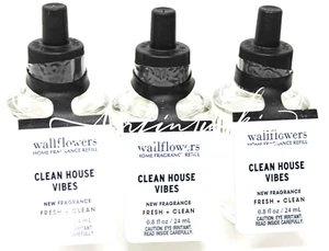 Bath & Body Works Clean House Vibes Wallflower Plug In Bombilla Repuesto 3 piezas Transparente Nuevo - Imagen 1 de 1