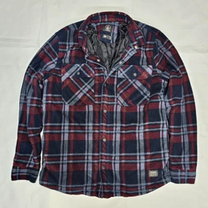 Volcom Plaid Flannel Quilt Lined Shirt Light Coat Blue Gray Maroon Men's Small - Picture 1 of 11