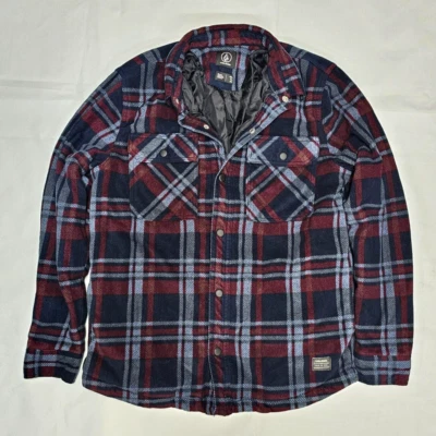 Camisa Forrada con Edredón de Franela a Cuadros Volcom Abrigo Claro Azul Gris Granate Para Hombre Pequeña Foto 1 de 4