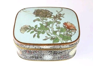 Antique Japanese Cloisonne Floral Box, Meiji Era - Picture 1 of 9