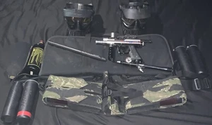 A.N.S Paintball Gun W/ Refill Meter/Untested/Masks/Vest W/ Pouches/HUGE LOT/ - Picture 1 of 23