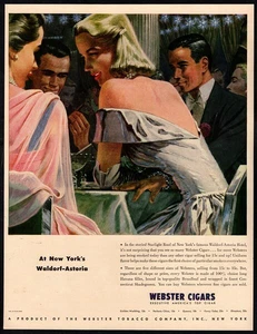 1948 WEBSTER Cigars - WALDORF-ASTORIA Hotel - New York City - Tobacco VINTAGE AD