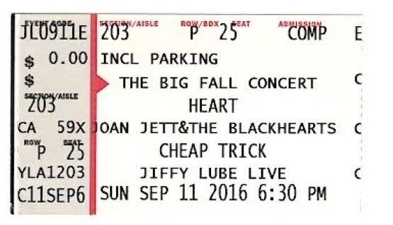 HEART - JOAN JETT - CHEAP TRICK ~ 2016 Concert Ticket, Virginia ~ FREE SHIPPING - Image 1 of 1