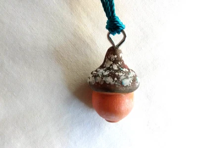 Painted Wooden Acorn Pendant Hippie Necklace 20" Unisex  USA Seller Gift - Image 1 of 4