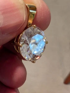 10.46ct Round Moissonite Fire 14K Yellow Gold Pendant - Picture 1 of 14