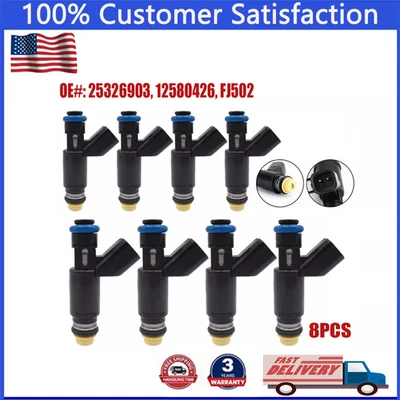 For Chevrolet Express Suburban 1500 GMC Sierra 5.3L 2002-2007 8x Fuel Injector - Image 1 of 4