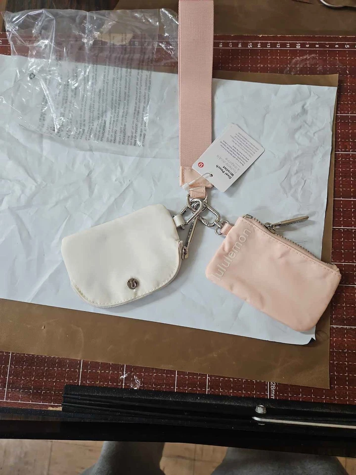 Lululemon Dual Pouch Wristlet Keychain Pink Mist White Opal - Image 1 of 1