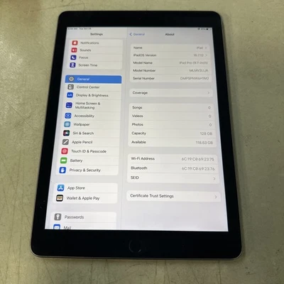 Apple iPad Pro 1st Gen A1673  128GB 9.7" Wi-Fi only **446** G - Image 1 of 2