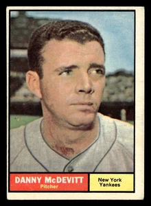 1961 Topps Danny McDevitt #349 VG New York Yankees - Picture 1 of 2