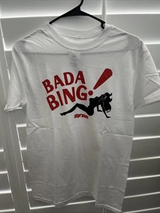 Size Small  HBO The Sopranos “BADA BING!” White Graphic Print Tee Shirt - Picture 1 of 4