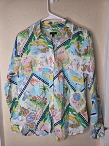 Modernes klassisches Hemd Sommer Vista Damen Urlaub Button Down Petite Medium - Bild 1 von 10