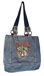 Vintage Levi's Denim Canvas Schultertasche mit Gitarrenlogo - Bild 1 von 10