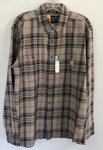 Carhartt Mens Rugged Flex Relaxed Fit Lightweight Long-Sleeve Plaid Grey Shirt L - Picture 1 of 5