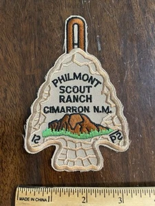 Philmont Scout Ranch punta di freccia retro in plastica, toppa autentica timbrata Cimarron quasi nuova - Foto 1 di 5