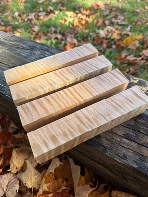 4 -New England Curley Sugar Maple Call/Pen Turning square Blanks  1-1/2" X 8" AA - Image 1 of 4