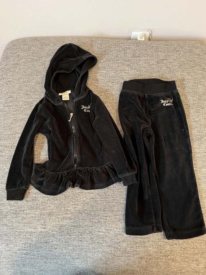 Juicy Couture Toddler Girls Black Hooded Track Jacket and Pants Size 3T - Image 1 of 4