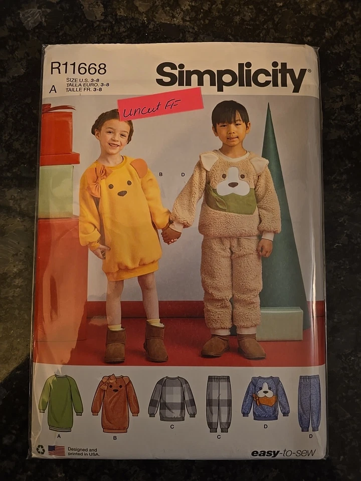 Simplicity R11668/ 9673 Childs Animal Pants Top Sewing Pattern Size 3-8 Uncut - Image 1 of 2