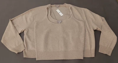 Conjunto Suéter-Tanque J.Crew Beige Cachemira Encogido Talla XL NUEVO CON ETIQUETAS PRECIO DE VENTA SUGERIDO POR EL FABRICANTE 198 USD Foto 1 de 4