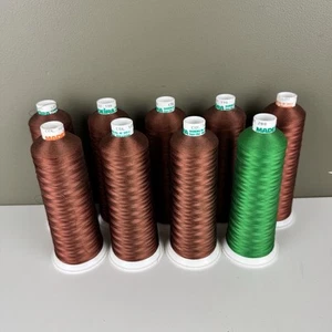 Madeira Embroidery Thread No. 40 Lot of 9 Spools Brown 1058 Green 1051 - Picture 1 of 8