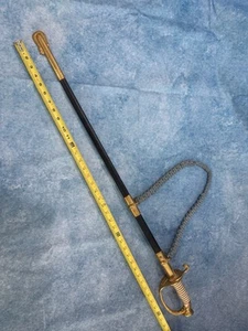 US WW2 Vintage USN Navy Officer's Engraved Sword w Scabbard Thomas R. Thompson - Picture 1 of 14