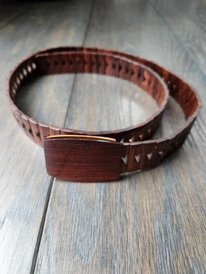 "Cinturón de madera vintage madera articulada 38"" de largo" Foto 1 de 4