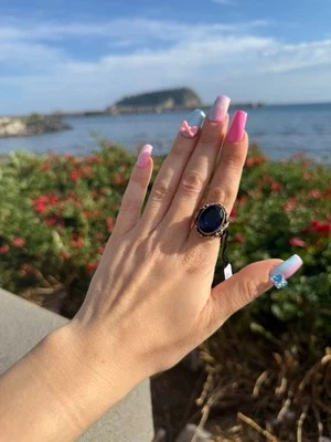 Anello In Argento 925 Zaffiro Blu  - Immagine 1 di 4