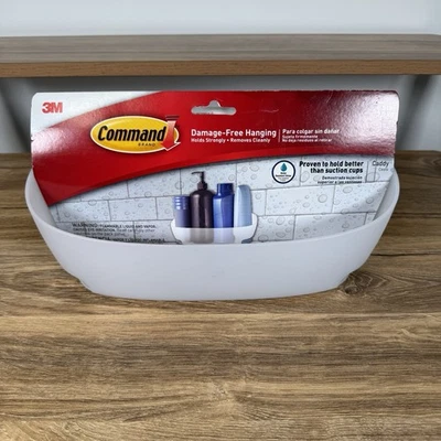 Carrito de ducha de plástico Command blanco - Instalación sin daños - NUEVO en paquete Foto 1 de 4