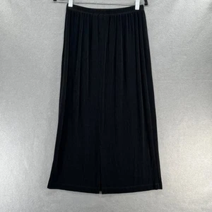 Vintage Chico's Travelers Skirt Size 1 M/8 Womens Black Midi Slinky Acetate USA - Picture 1 of 10