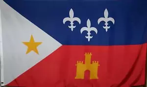 BANDERA ACADIANA - LOUISIANA HISTÓRICA - MARTES GRAS CAJÚN - FLOR DE LIS - CASTILLO - Imagen 1 de 1